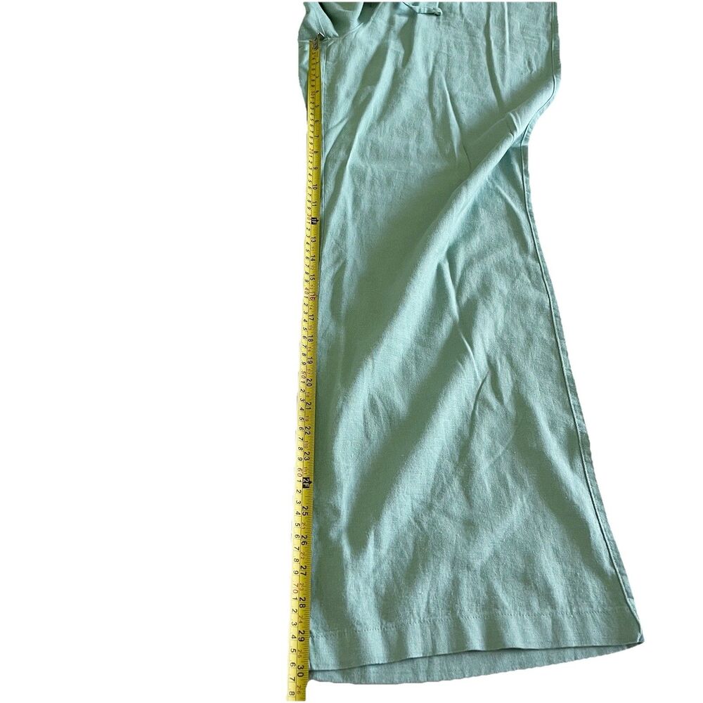 Women's Gap Linen Rayon Wide Leg Green Pants Elastic Waist Drawstring M Medium - Picture 8 of 16